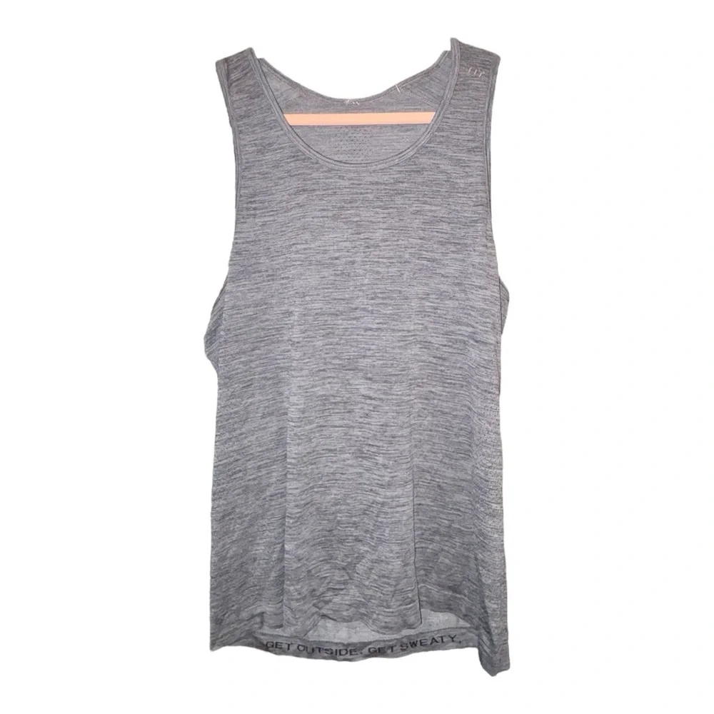 Lululemon Men’s Gray Seamless Training Tank “Get Outside. Get Sweaty.” Size M U - Picture 2 of 8